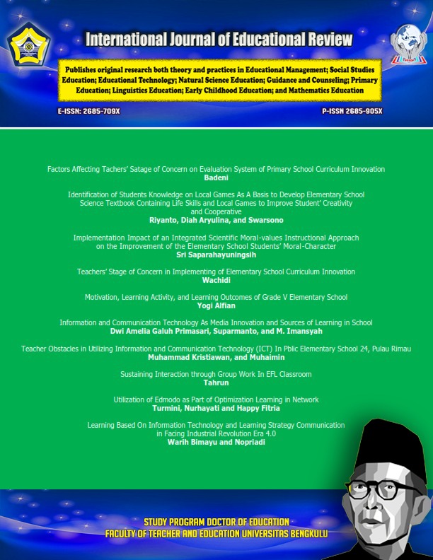 					View Vol. 4 No. 1 (2022): INTERNATIONAL JOURNAL OF EDUCATIONAL REVIEW
				