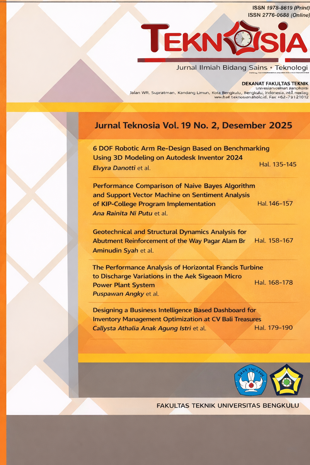 Cover Jurnal Teknosia Volume 19 Nomor 2 December 2025