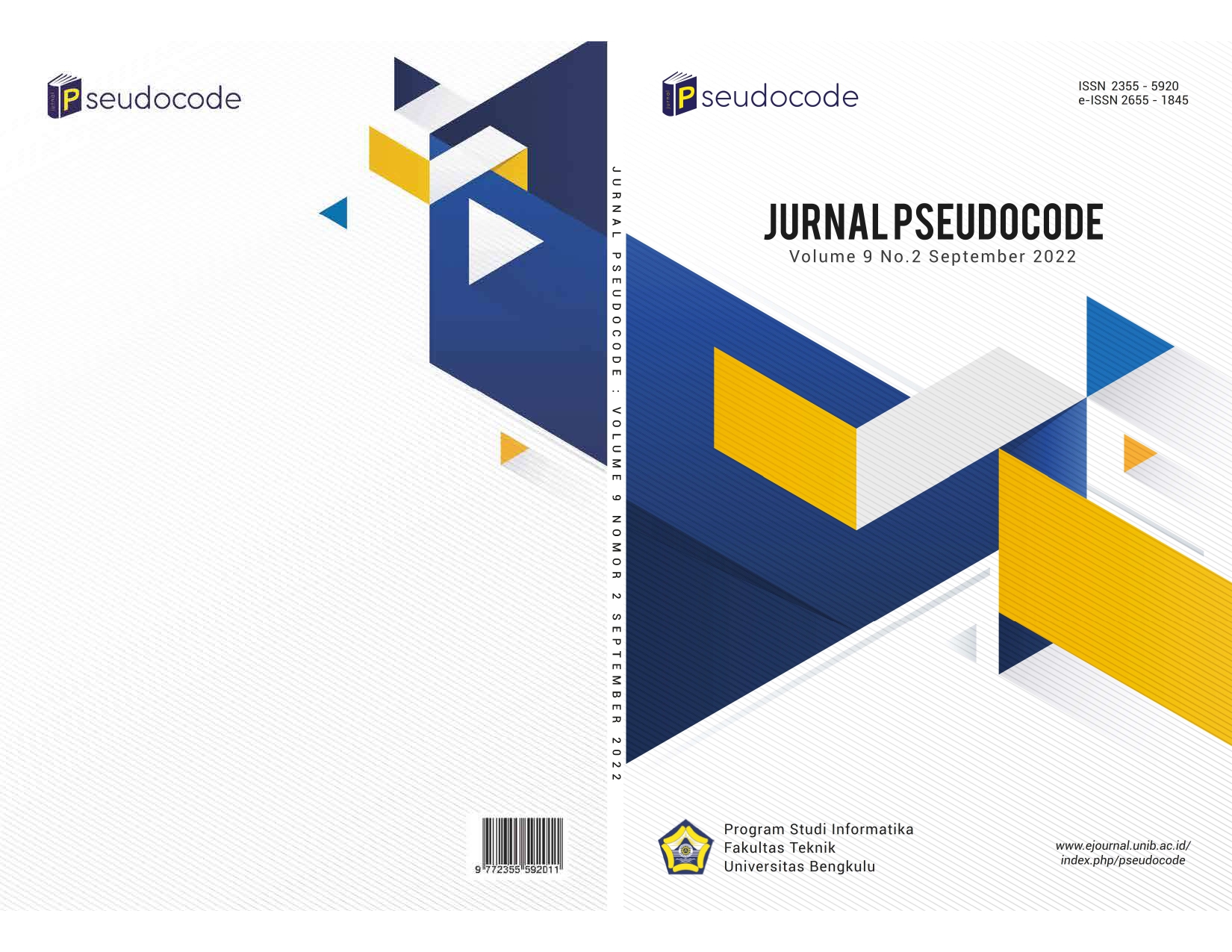 Cover Pseudocode Volume 9 Nomor 2 September 2022